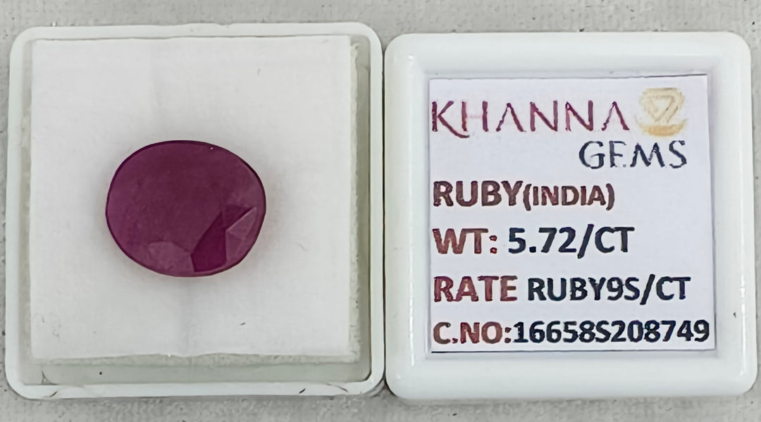 5.72/CT Natural Ruby Stone with Govt. Lab Certificate-16658S208749