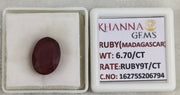 6.7/CT Natural Ruby Stone with Govt. Lab Certificate-16275S206794