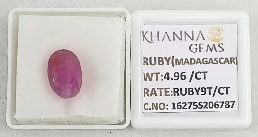 4.96/CT Natural Ruby Stone with Govt. Lab Certificate-16275S206787