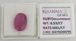 Load image into Gallery viewer, 8.53/CT Natural Ruby Stone with Govt. Lab Certificate-16275S206795