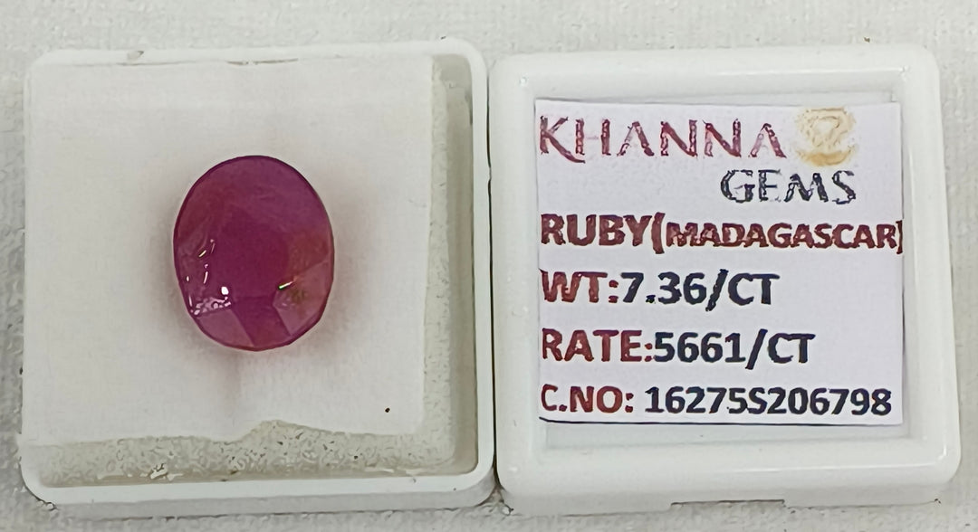 7.36/CT Natural Ruby Stone with Govt. Lab Certificate-16275S206798