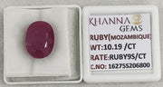 10.19/CT Natural Ruby Stone with Govt. Lab Certificate-16275S206800
