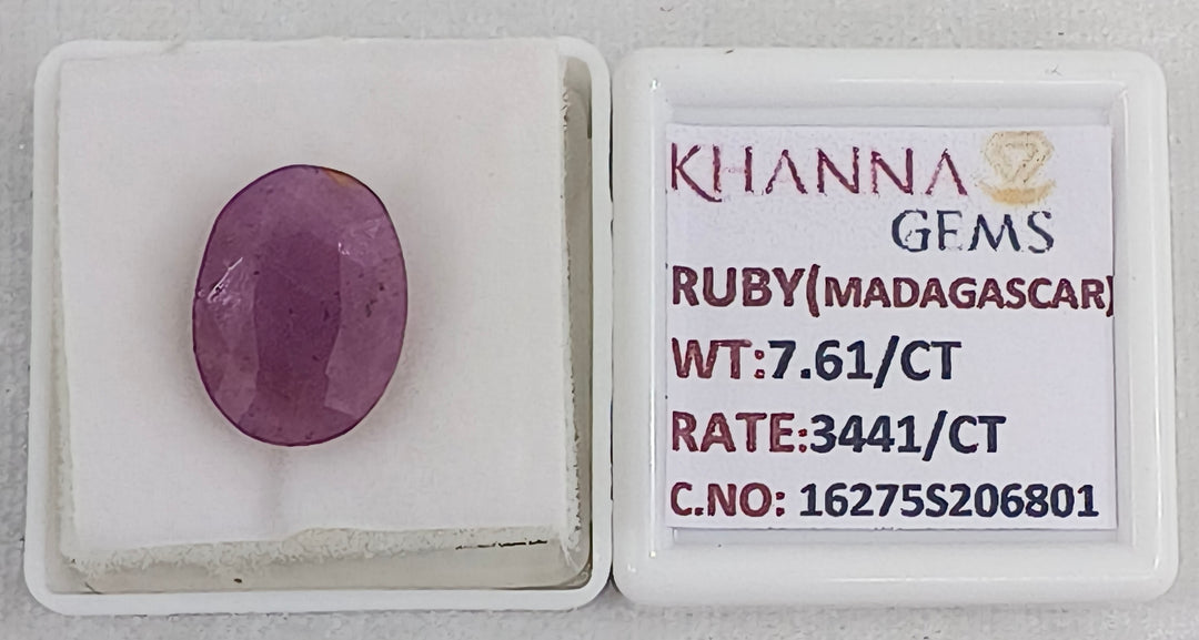 7.61/CT Natural Ruby Stone with Govt. Lab Certificate-16275S206801