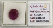 6.35/CT Natural Ruby Stone with Govt. Lab Certificate-16275S206802