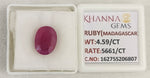 Load image into Gallery viewer, 4.59/CT Natural Ruby Stone with Govt. Lab Certificate-16275S206807