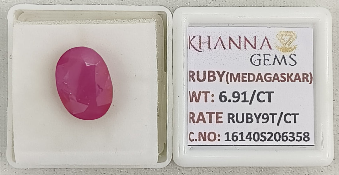 6.91/CT Natural Ruby Stone with Govt. Lab Certificate-16140S206358