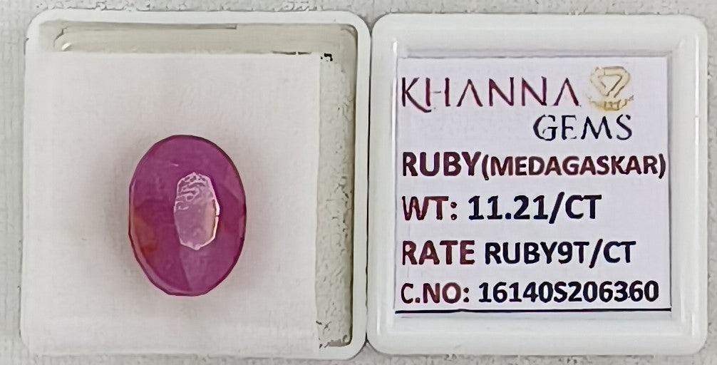11.21/CT Natural Ruby Stone with Govt. Lab Certificate-16140S206360