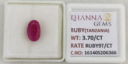 3.7/CT Natural Ruby Stone with Govt. Lab Certificate-16140S206366