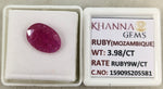 Load image into Gallery viewer, 3.98/CT Natural Ruby Stone with Govt. Lab Certificate-15909S205581