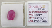 4.06/CT Natural Ruby Stone with Govt. Lab Certificate-15909S205584