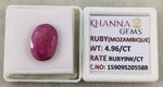 Load image into Gallery viewer, 4.96/CT Natural Ruby Stone with Govt. Lab Certificate-15909S205588