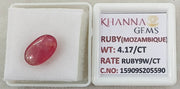 4.17/CT Natural Ruby Stone with Govt. Lab Certificate-15909S205590