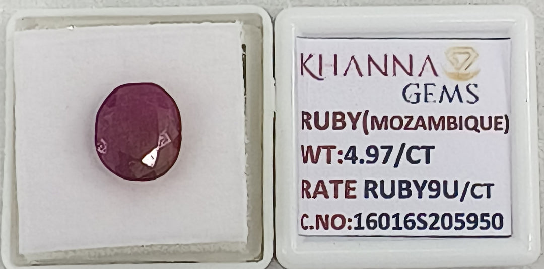 4.97/CT Natural Ruby Stone with Govt. Lab Certificate-16016S205950