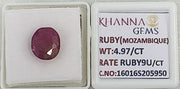 4.97/CT Natural Ruby Stone with Govt. Lab Certificate-16016S205950