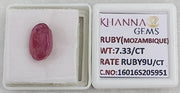 7.33/CT Natural Ruby Stone with Govt. Lab Certificate-16016S205951