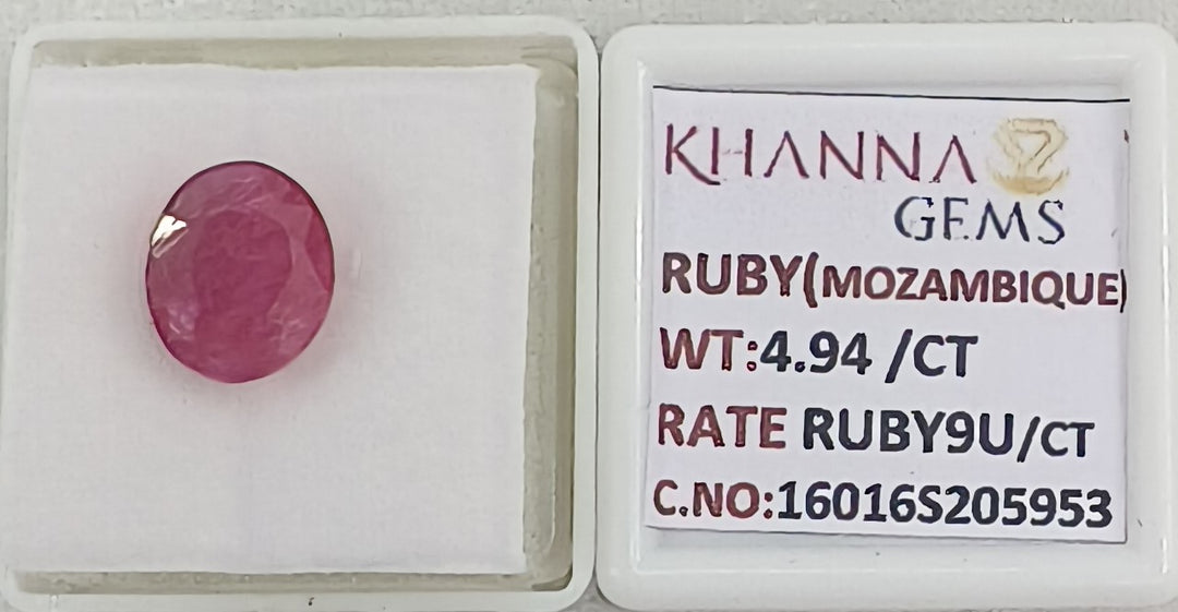 4.94/CT Natural Ruby Stone with Govt. Lab Certificate-16016S205953
