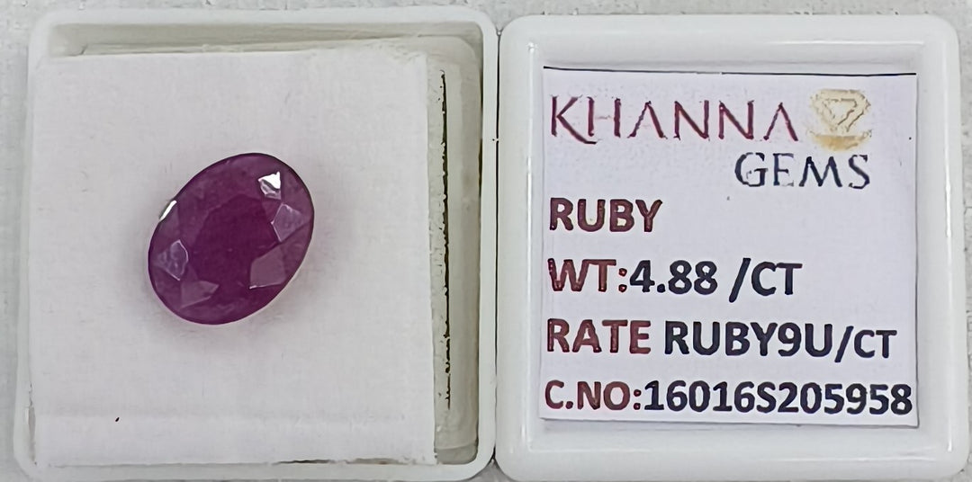 4.88/CT Natural Ruby Stone with Govt. Lab Certificate-16016S205958