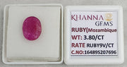 3.8/CT Natural Ruby Stone with Govt. Lab Certificate-16489S207696