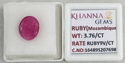 3.76/CT Natural Ruby Stone with Govt. Lab Certificate-16489S207698