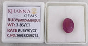 3.86/CT Natural Ruby Stone with Govt. Lab Certificate-16658S208752