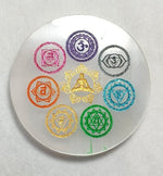 Load image into Gallery viewer, SEVEN CHAKRA SELENITE ROUND PLATE

