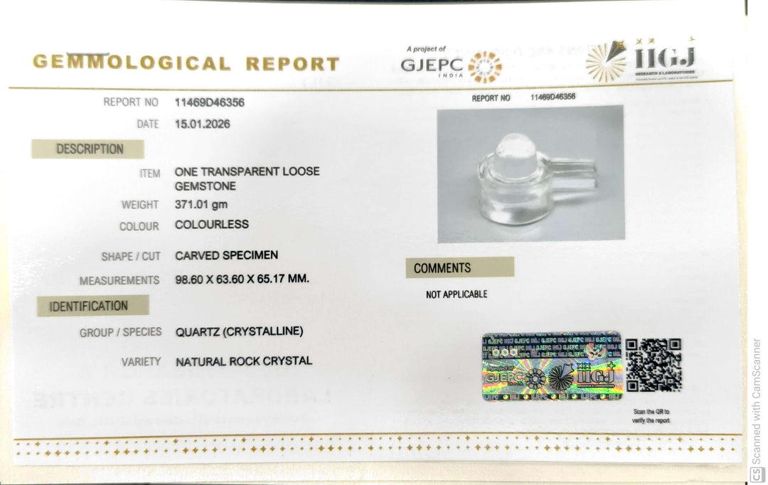 1855.05/CT Sphatik Shivling with Govt. Lab Certificate-11469D46356
