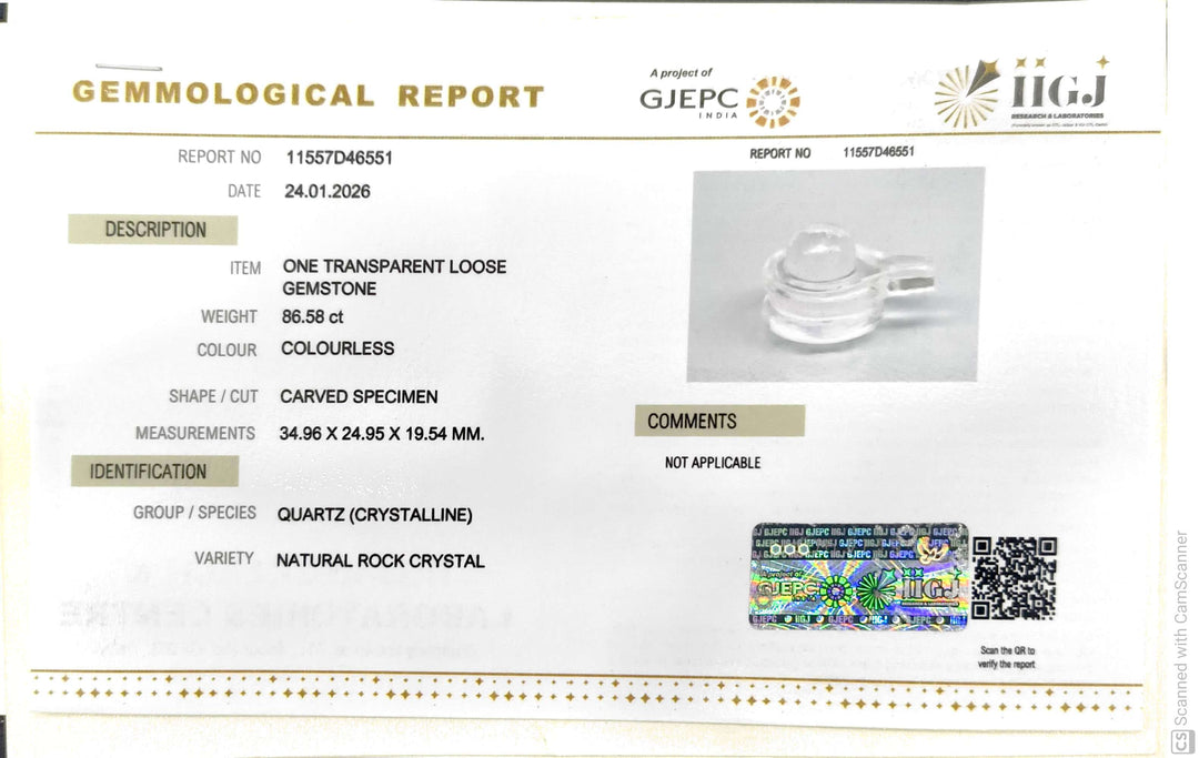 86.58/CT Sphatik Shivling with Govt. Lab Certificate-11557D46551