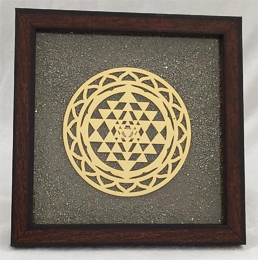 SHREE YANTRA PYRITE PLATE FRAME