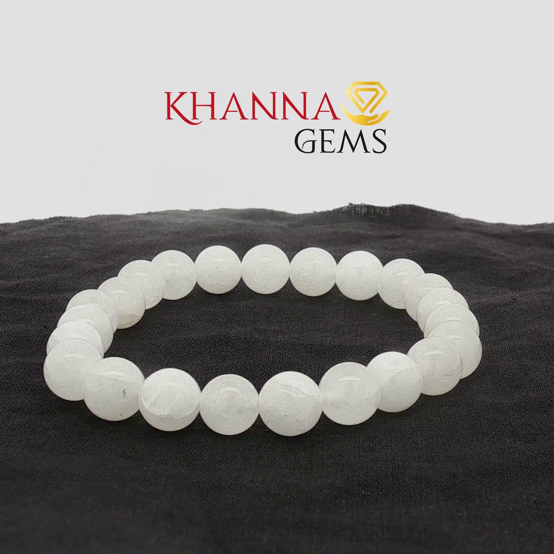 Natural White Snow Jade Bracelet