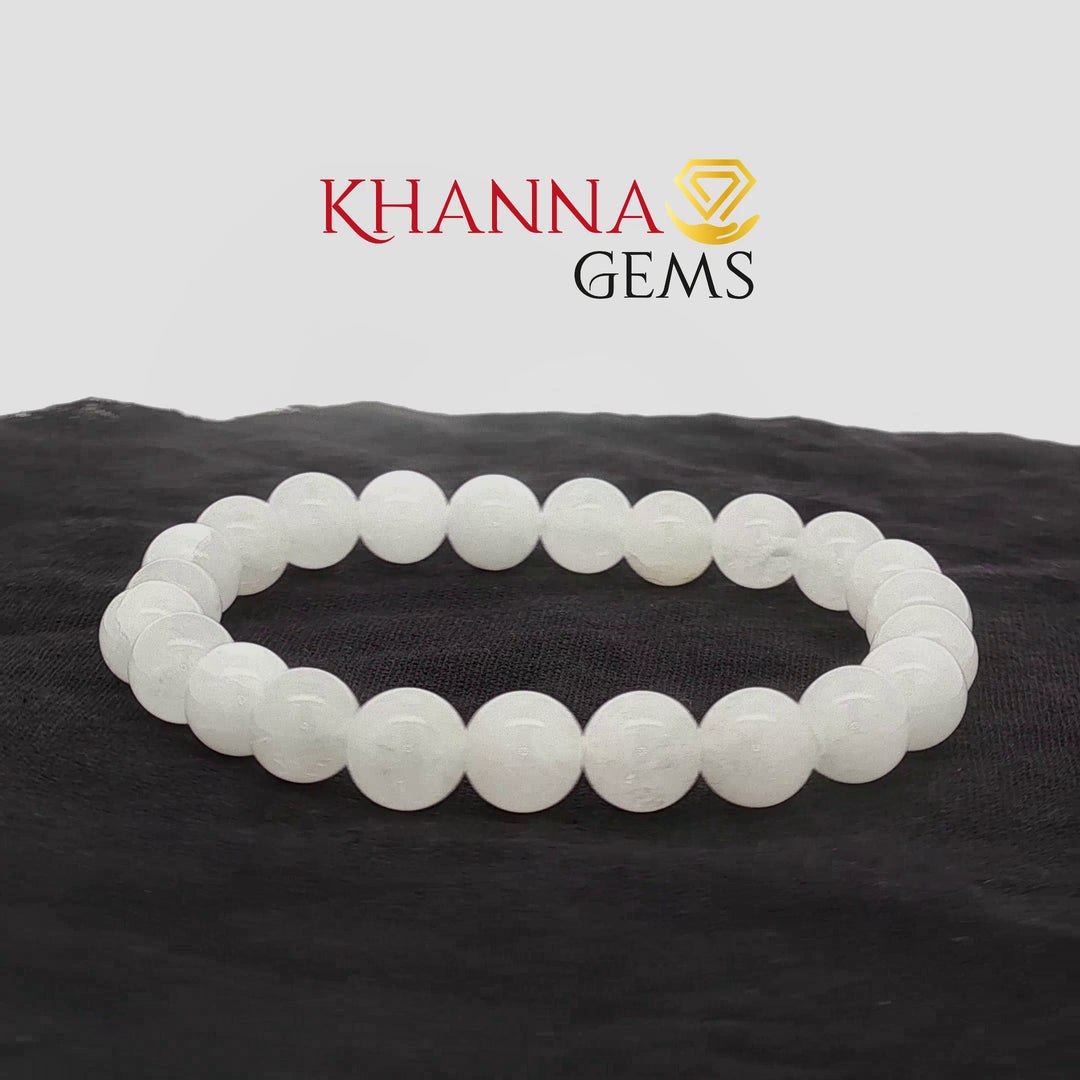 Natural White Snow Jade Bracelet