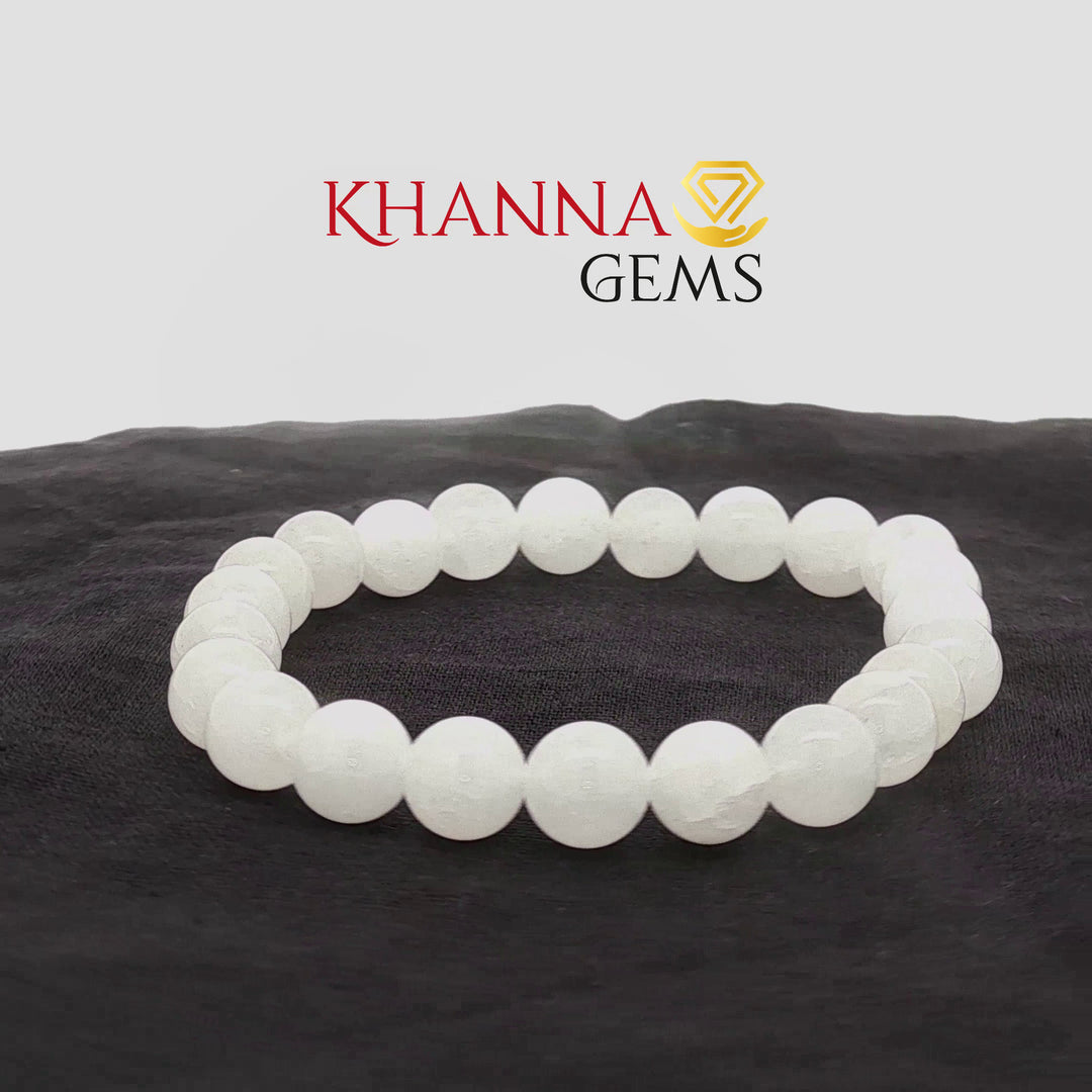 Natural White Snow Jade Bracelet