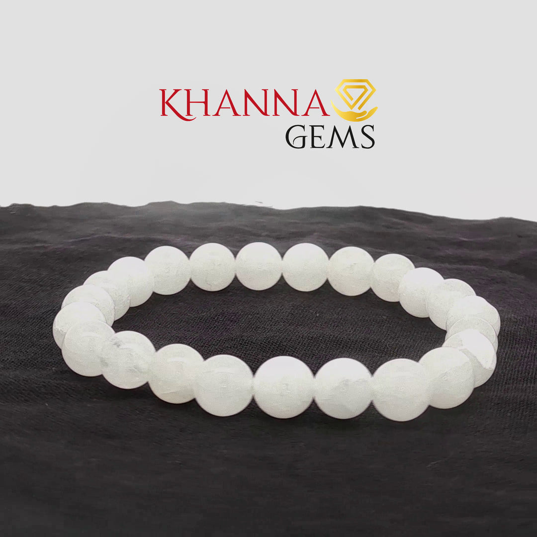 Natural White Snow Jade Bracelet