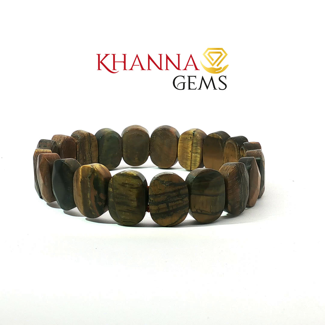 Natural Tiger Eye Bracelet (Flat Beads)