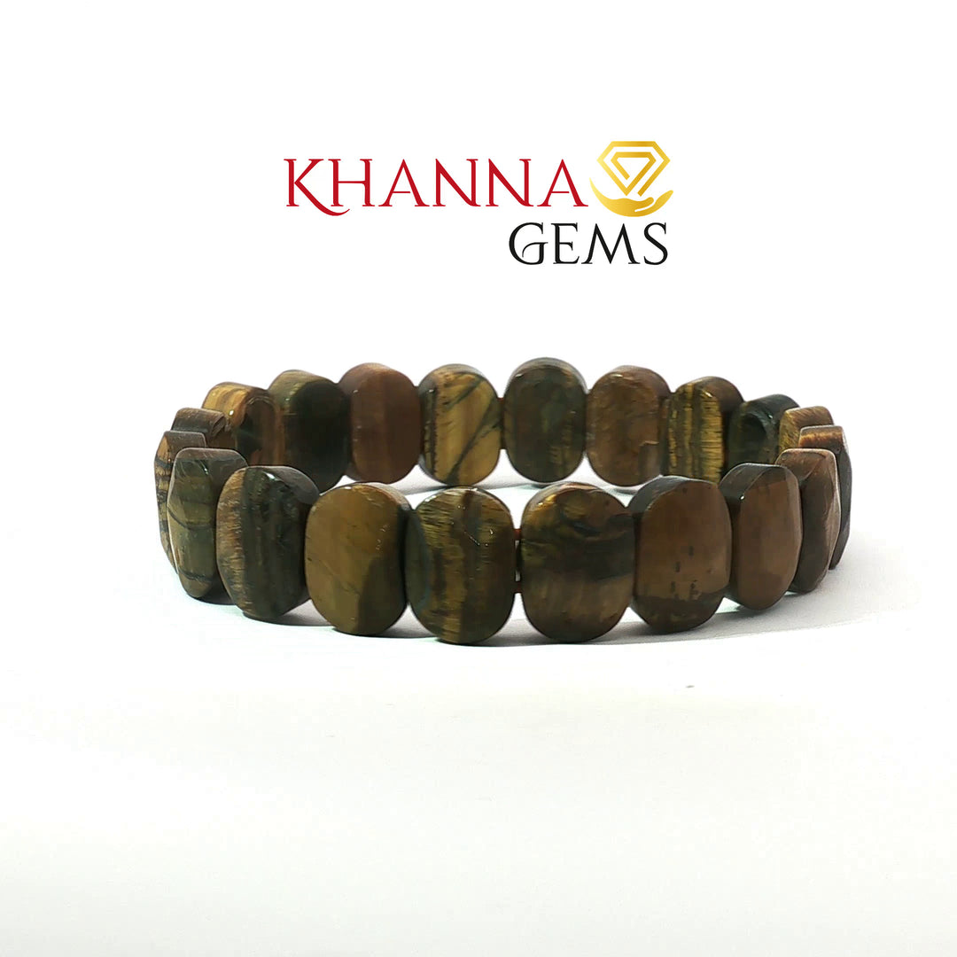 Natural Tiger Eye Bracelet (Flat Beads)