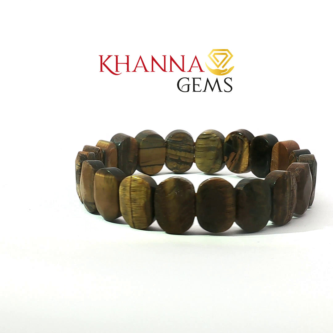 Natural Tiger Eye Bracelet (Flat Beads)