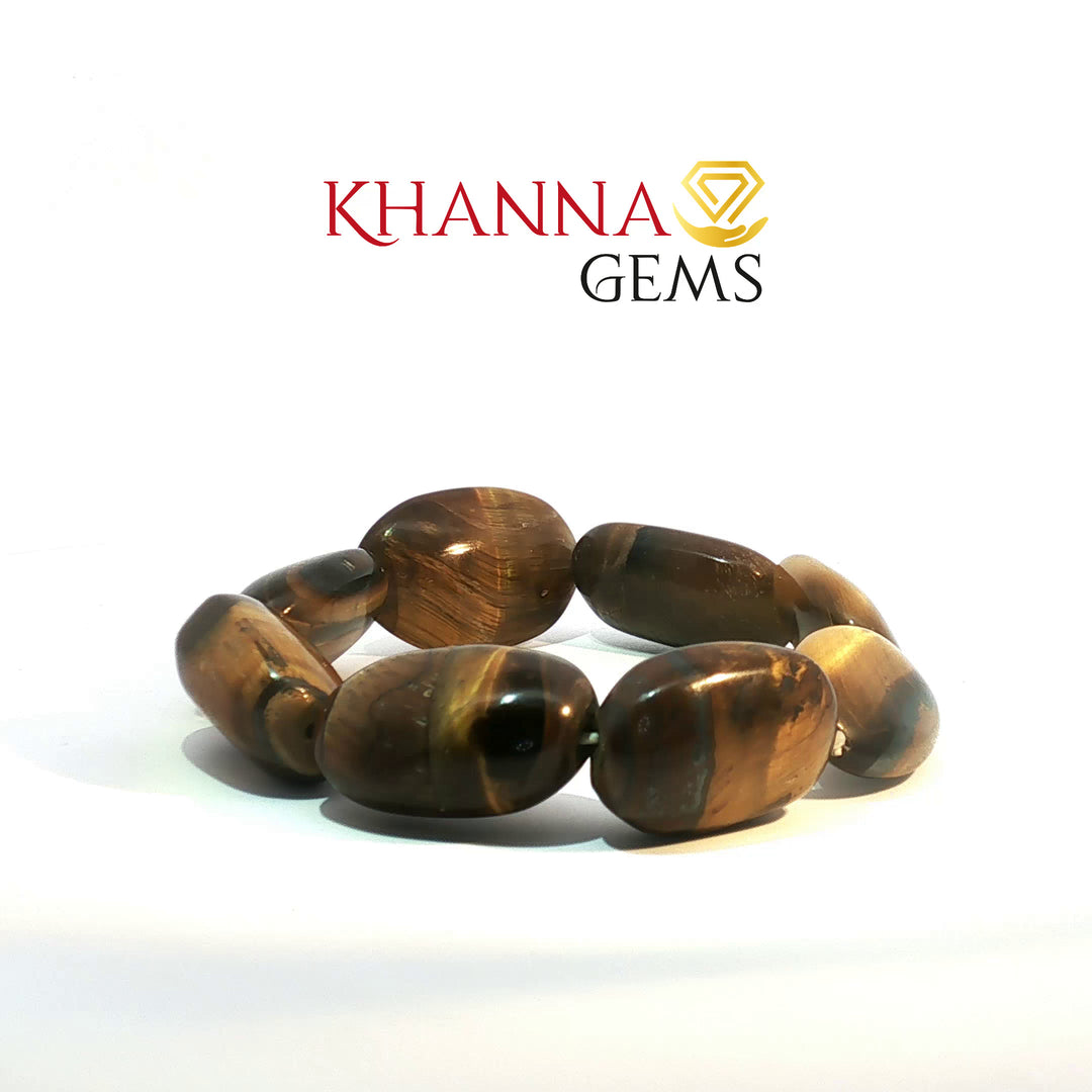 Natural Tiger Eye Bracelet (Oval  Beads)