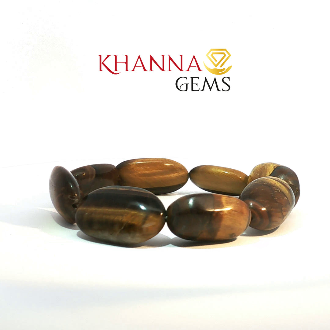 Natural Tiger Eye Bracelet (Oval  Beads)