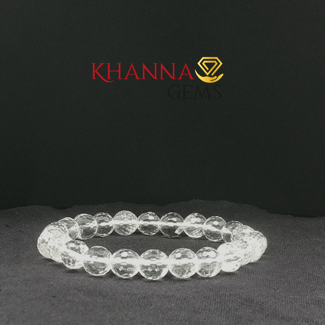 Natural White Quartz Bracelet (Faceted Beads)