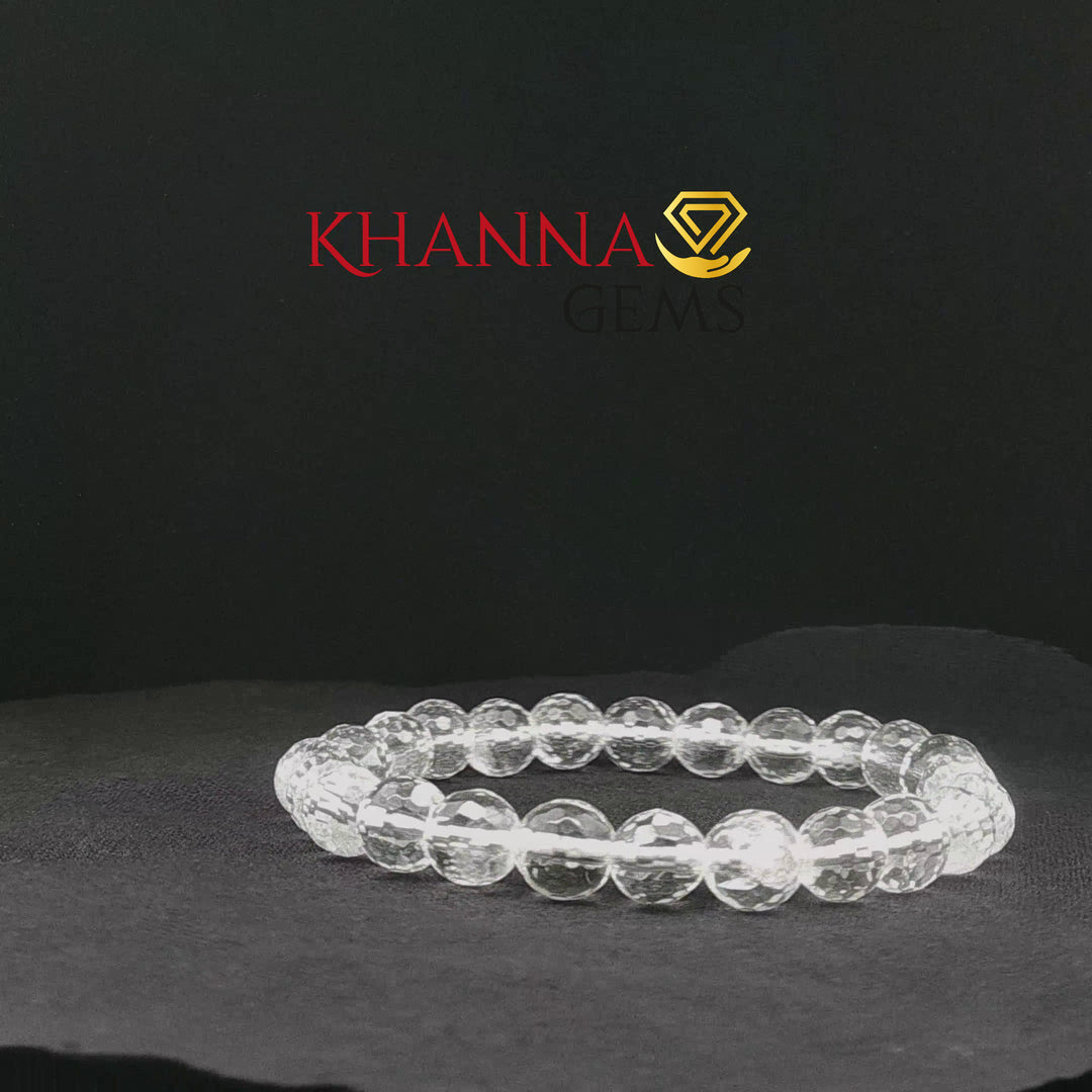 Natural White Quartz Bracelet (Faceted Beads)
