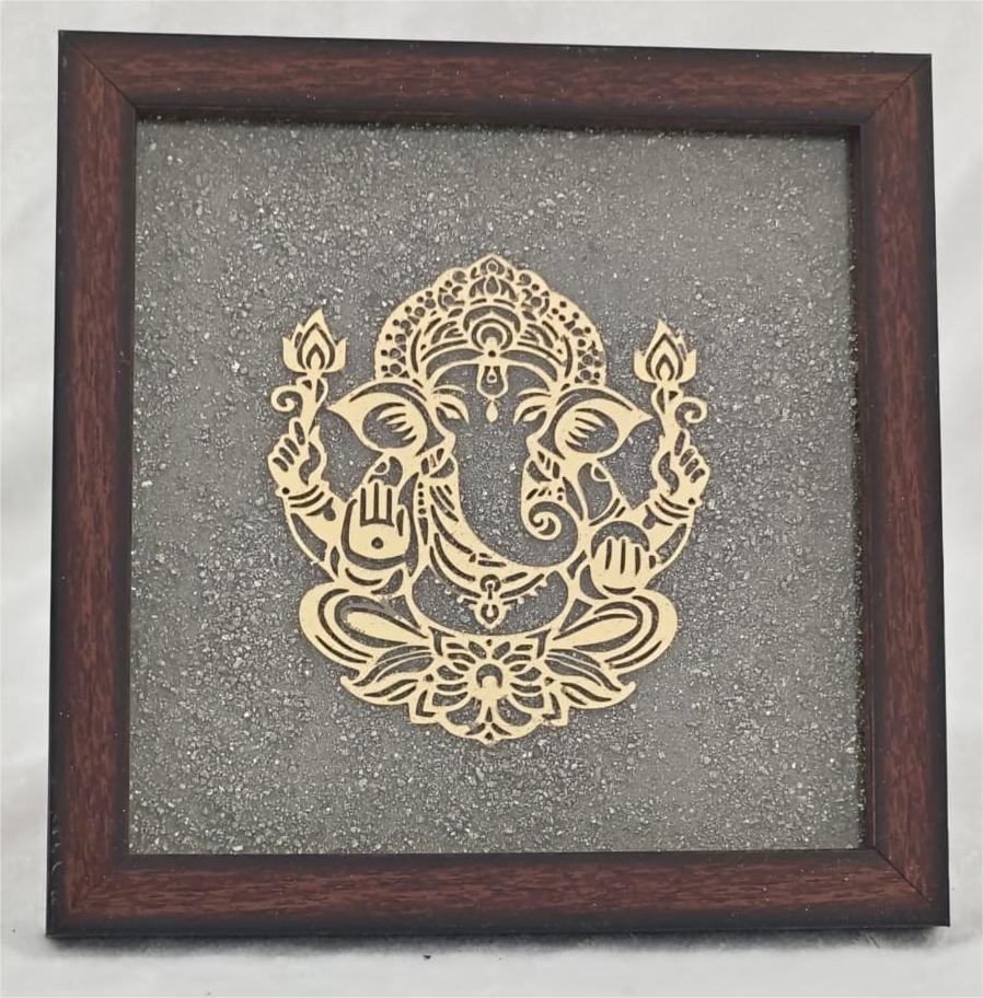 GANPATI PYRITE STONE FRAME