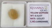 6.51/CT Natural Yellow Sapphire With Govt Lab Certificate-11006D44482