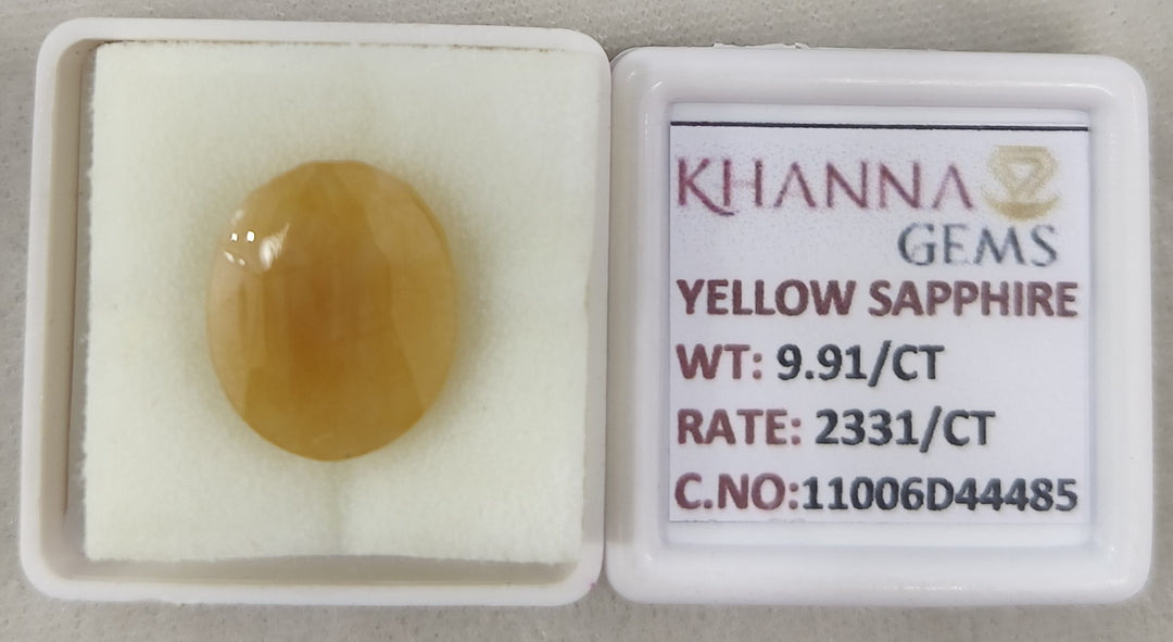 9.91/CT Natural Yellow Sapphire With Govt Lab Certificate-11006D44485
