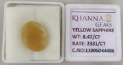 8.47/CT Natural Yellow Sapphire With Govt Lab Certificate-11006D44486