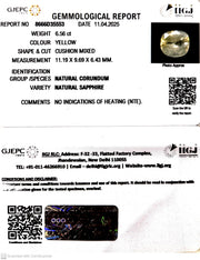 6.56/CT Natural Yellow Sapphire With Govt Lab Certificate