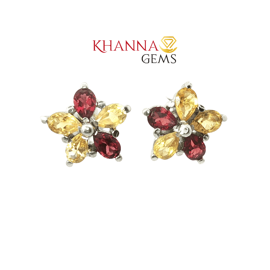 5.70/GM Royal Yellow Topaz- Garnet Earrings - G0080
