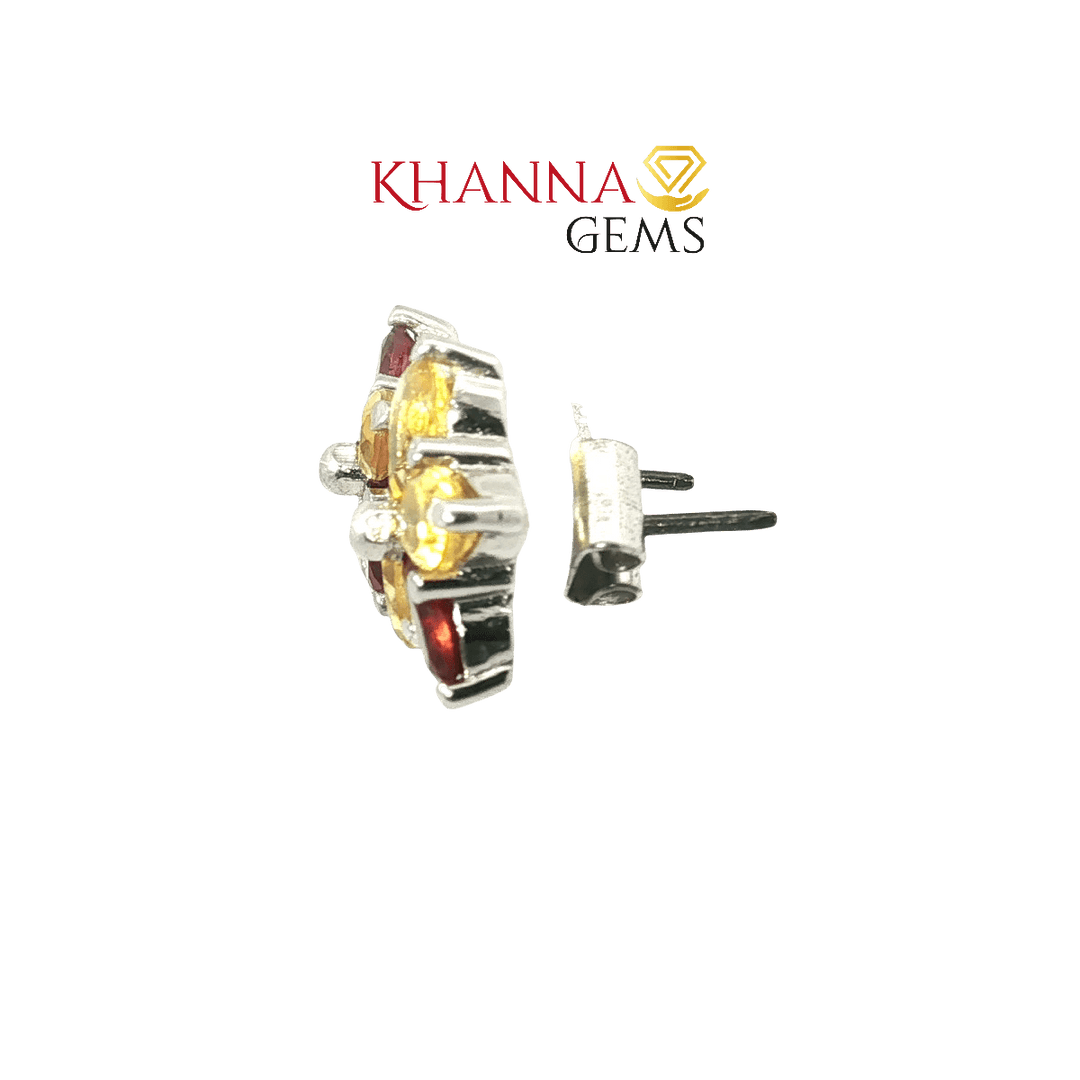 5.70/GM Royal Yellow Topaz- Garnet Earrings - G0080