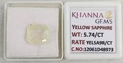 5.74/CT Natural Yellow Sapphire With Govt Lab Certificate-12061D48973