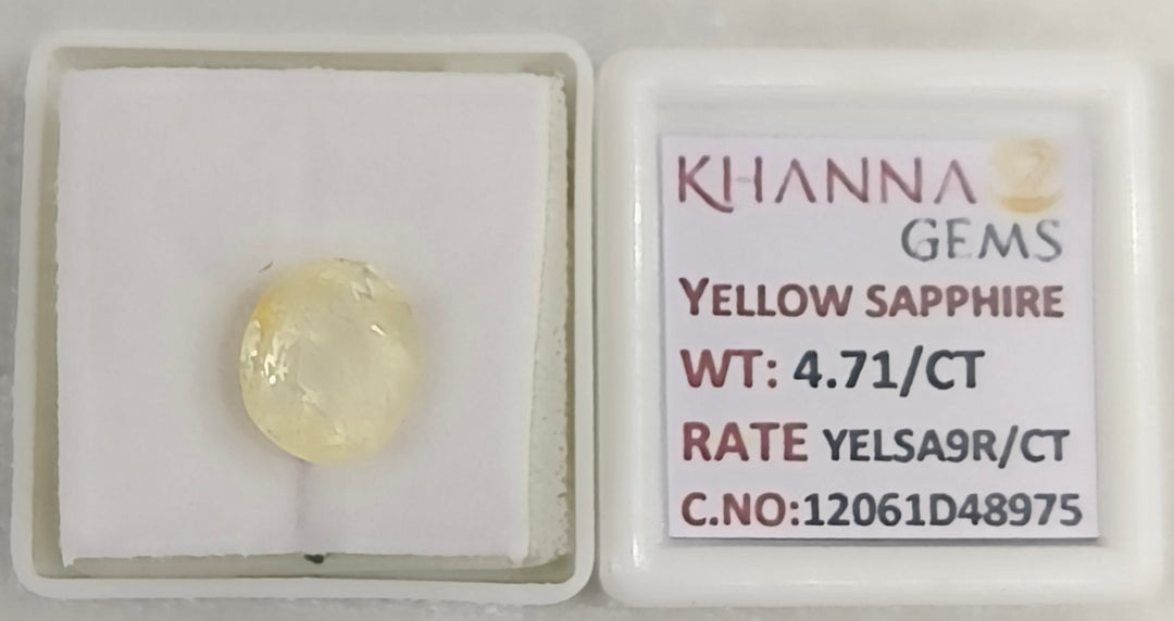 4.71/CT Natural Yellow Sapphire With Govt Lab Certificate-12061D48975