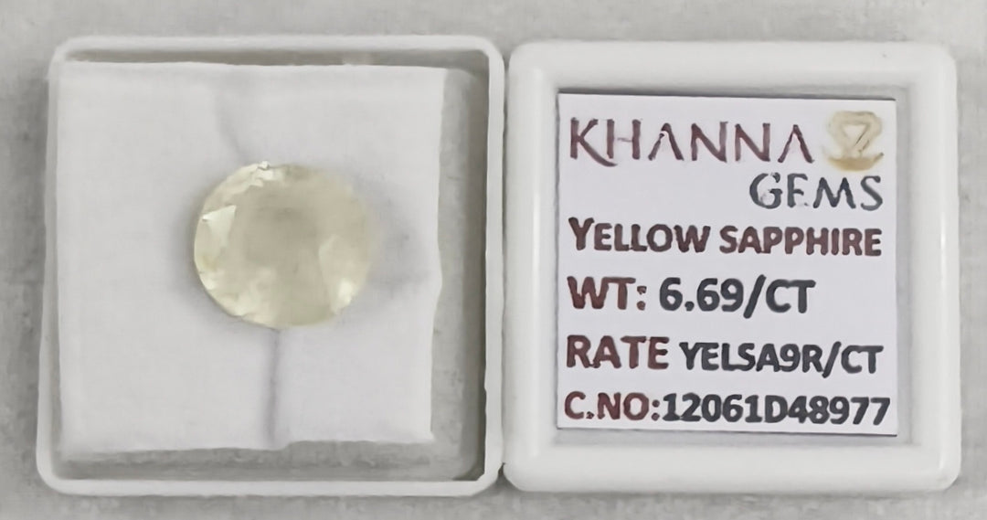 6.69/CT Natural Yellow Sapphire With Govt Lab Certificate-12061D48977