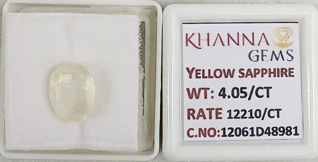 4.05/CT Natural Yellow Sapphire With Govt Lab Certificate-12061D48981